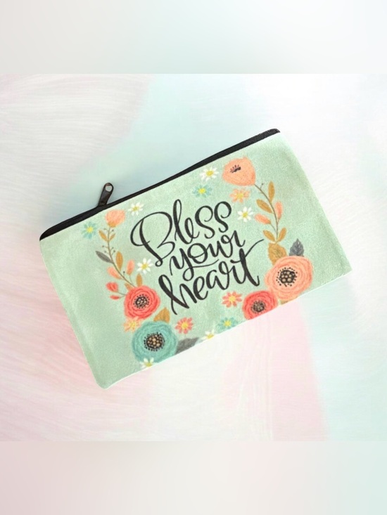Handbags - Letter & Flower Print Cosmetic Bag Makeup Bag, Cute Travel Bag